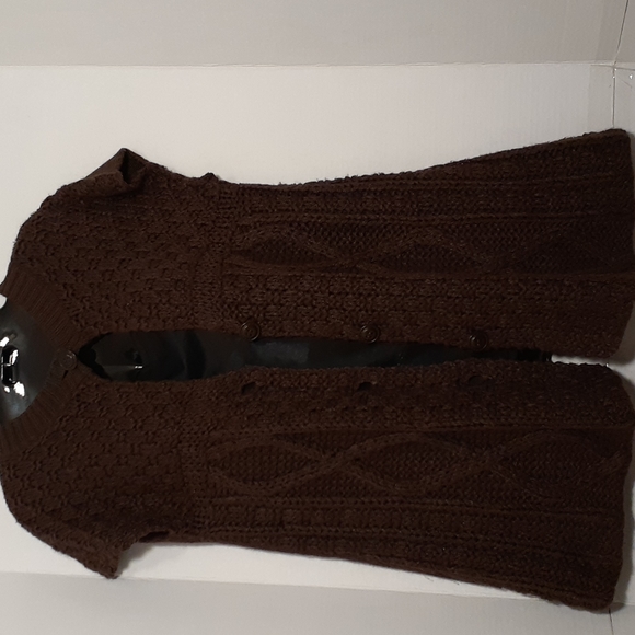 Carducci. Women'd Open Front Short Sleeve Brown Sweater. M - Picture 1 of 8
